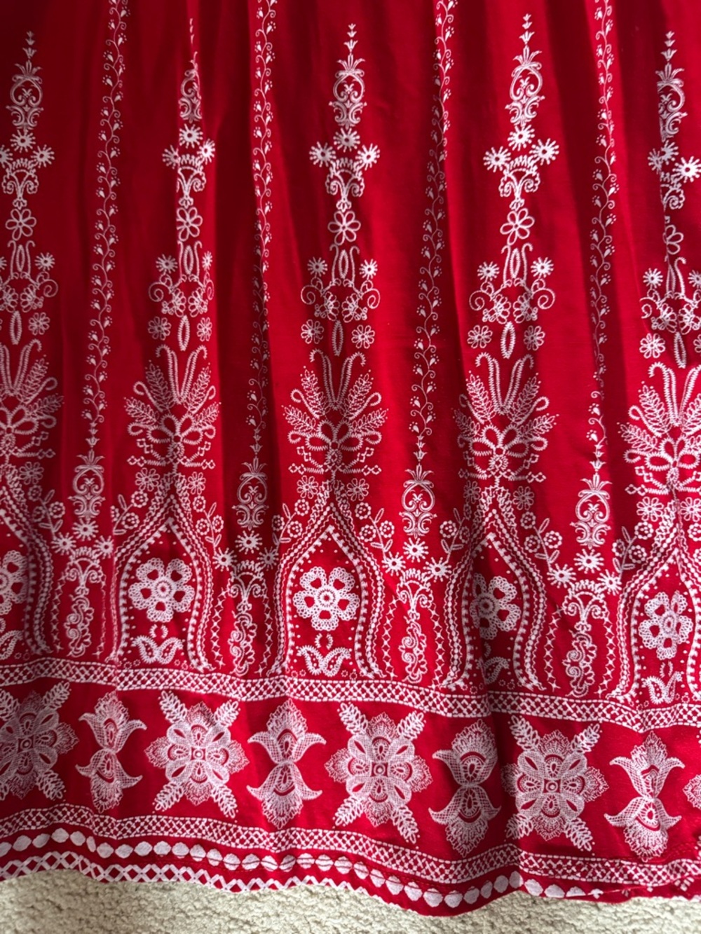 No Boundaries Red Maxi Skirt with White Border Print - Picture 2 of 3